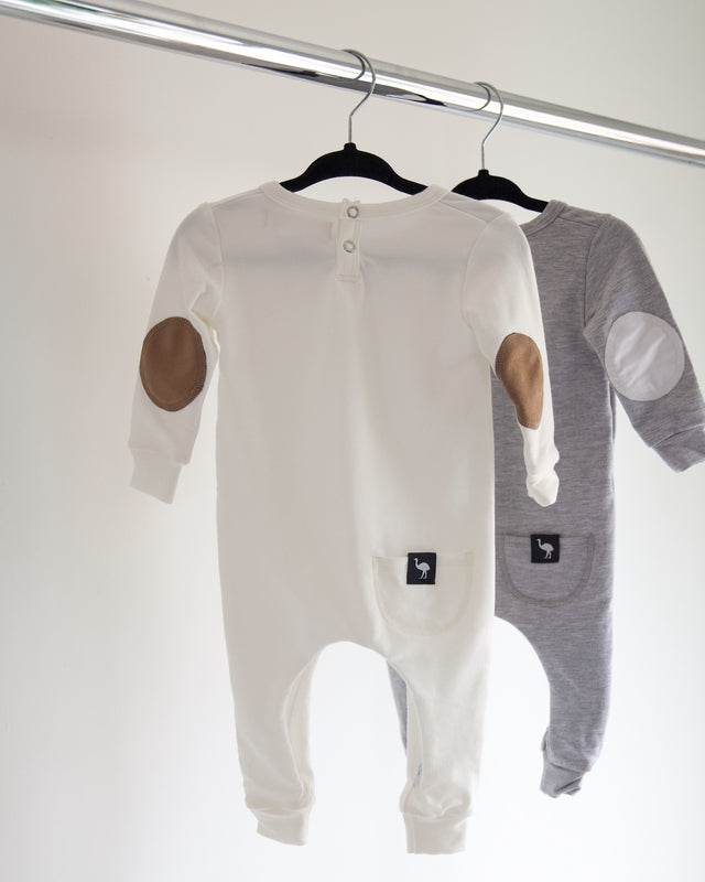 baby bamboo french terry romper - os & oakes